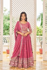 Designer <b>Wedding</b> Wear Lehenga Choli And Dupatta With Embroidery Sequence Work With <b>Belt</b> - Product Image 5