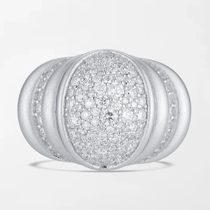 แหวน Opulent Mooncrest Frost ประดับเพชรทรงกลม 128 เม็ด น้ำหนัก 0.98 กะรัต สี GH-VS ทำจากทองคำขาว 18K ของขวัญสำหรับโอกาสพิเศษวันนี้ - Product Image 1