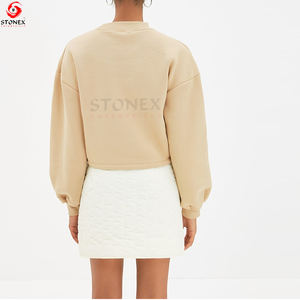 เสื้อสเวตเตอร์แขนยาวจับจีบด้านหน้าเปิดไหล่เสื้อสเวตเตอร์ให้ความอบอุ่น - Product Image 3