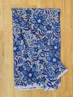 Tela de Algodón Ecológica con Estampado Floral Azul Paisley, Material Premium para Confección de Vestidos, Bolsos y Textiles para el Hogar