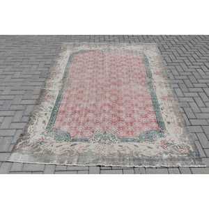 พรมตุรกีวินเทจ ขนาดใหญ่ 5.9x8.8 ฟุต พรมขนสัตว์สีแดงน้ำเงินลายอิคัต - Product Image 1