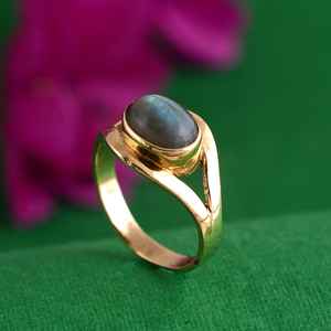 Anillo Vintage hecho a mano chapado en rodio sólido de latón labradorita de piedras preciosas delicadas de la mejor calidad con corte ovalado para fiestas - Product Image 4
