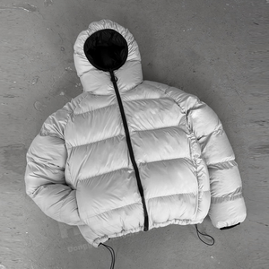 Veste matelassée pour homme à col montant de haute qualité personnalisée, coupe ample, en toile, coupe-vent, chaude pour l'hiver, antibactérienne, en duvet de canard - Product Image 4