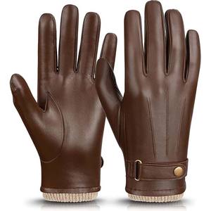 High Quality Waterproof <b>Touch</b> <b>Screen</b> Adjustable Wrist Strap Lightweight Customizable Outdoor Casual <b>Men</b> Leather <b>Gloves</b> - Product Image 5
