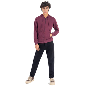 Top des tendances Sweats à capuche en molleton de couleur unie de haute qualité pour hommes avec fermeture éclair Winter Essentials en vente - Product Image 3