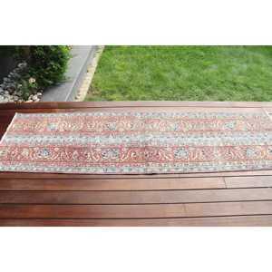 Alfombra Turca Vintage de Lana Azul, 2x7.4 pies (60x225 cm) - Product Image 3