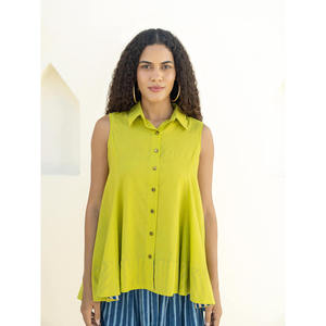 Top Asimétrico sin Mangas de Chifón de Seda para Mujer, Estilo Casual de Oficina - Product Image 1