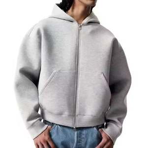 Venta al por mayor de algodón polar cálido Streetwear Sudadera con capucha personalizada de los hombres de dos vías con cremallera de gran tamaño Boxy Hoodie - Product Image 6