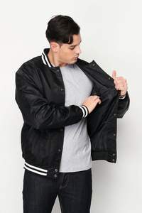 Vestes universitaires en satin à fermeture éclair personnalisées pour hommes High Street Style Thin Coated Winter Letterman Bomber J - Product Image 5