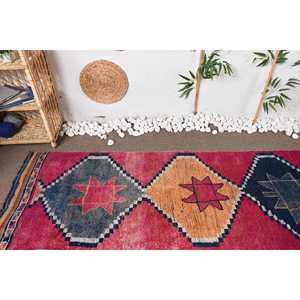 Turkish Rug, <b>Runner</b> 2.6x11.1 ft Vintage Rug, <b>Red</b> Floral Wool Rug - Product Image 5