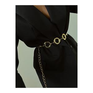 Round Detail Women's <b>Chain</b> Waist <b>Belt</b>, Jacket <b>Belt</b>, <b>Dress</b> <b>Belt</b>, Shirt <b>Belt</b>, <b>Chain</b> <b>Belt</b> - <b>Gold</b> - Product Image 4