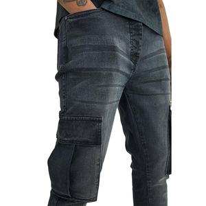 Jean pour homme multi-poches, coupe slim, taille mi-haute, décontracté, en denim, personnalisable OEM, nouvelle mode streetwear, vente en gros, très demandé - Product Image 4
