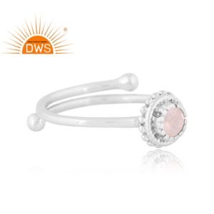 Best Selling Fine Sterling Silver Natural <b>Rose</b> <b>Quartz</b> Gemstone Stackable <b>Ring</b> Custom Jewelry Manufacturer - Product Image 2