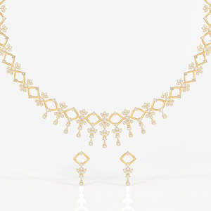 Adira Classic 9k Gold <b>Necklace</b> with Moissanite Diamond for Wedding Occasions - Product Image 1