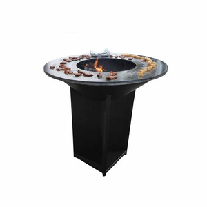 Barbecue moderne de grande taille pour l'extérieur, en acier corten couleur rouille, avec fourneau à bois et <span class=keywords><strong>plancha</strong></span> - Product Image 4