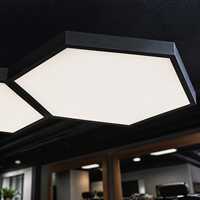 Plafonnier LED hexagonal moderne pour salon de coiffure, lampe suspendue en acrylique et aluminium