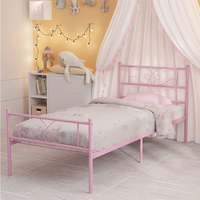 Lit double rose charmant - Cadre métallique durable au design moderne pour chambre de filles, appartement et villa