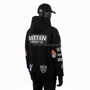 Hombres Premium 380GSM Fleece Cotton Hoodie Custom Bordado Patch Logo Streetwear Oversized Sports Style Basics Hoodie - Product Image 4