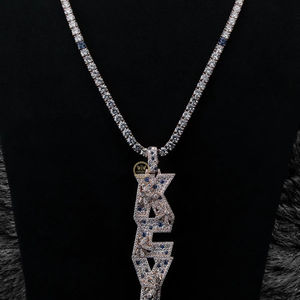 Pendentif personnalisé en argent 925 avec lettre et diamant de laboratoire VVS VS Clarity, bijoux hip-hop pour rappeur, charme en alphabet glacé, cadeau - Product Image 1