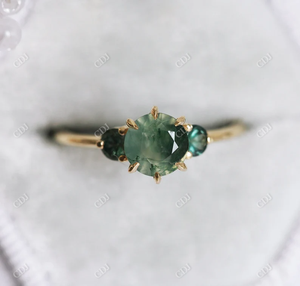 Anillo de plata de primera ley y ágata verde para mujer, sortija de compromiso, plata esterlina 925, piedra preciosa, piedra fina - Product Image 4