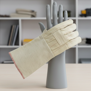 Guantes de trabajo de algodón de molino caliente resistentes al calor de alta resistencia 28oz Guantes de protección industrial de doble palma Guantelete de seguridad - Product Image 3