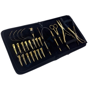 Kit de Herramientas para Extensiones de Cabello de Acero Inoxidable con Alicates de Boca Plana de 7 Pulgadas, Alicates de Apertura, Agujas, Ganchos, Lazos y Tijeras - Product Image 1