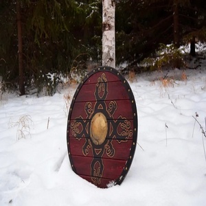 Escudo Vikingo JEXMOO Hecho a Mano de 24 Pulgadas, de Madera y Acero con Alto Contenido de Carbono, Diseño de Copa Central, con Soporte Compatible y Personalizable - Product Image 6