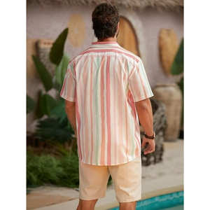 Chemises en flanelle pour hommes Chemises à carreaux boutonnées en coton à manches courtes décontractées de coupe régulière Chemises boutonnées décontractées en coton pour hommes - Product Image 4