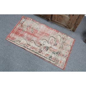 Vintage Turkish Rug 1.6x3 ft (50x90 cm), <b>Red</b> <b>Wool</b> Rug - Product Image 4