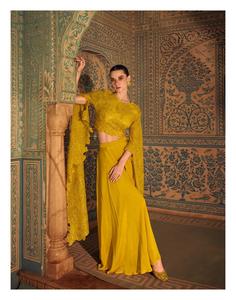 <b>Indian</b> Export Beautiful Chinon Silk Long Sleeves <b>Top</b> With Palazzo Embroidery Work Manufacturer From Surat At Lowest Price - Product Image 3