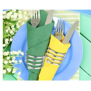 Élégant classique or argent serviette de table en tissu porte-anneau élégant décoration de table en métal stocké écologique mariages anniversaires - Product Image 5