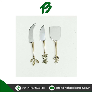 Juego de corte de cuchillos para queso Juego de cuchillos para queso de acero inoxidable de calidad superlativa con mango de latón disponible para compradores a granel - Product Image 2