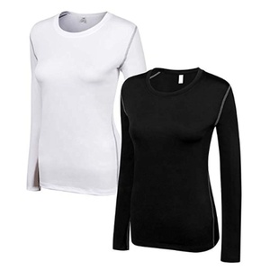 Camisa de compresión de poliéster sólido informal para mujer, camiseta atlética de manga larga para correr, camisetas de entrenamiento de talla grande - Product Image 4