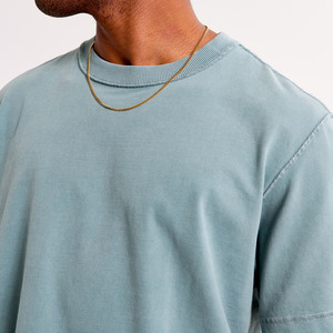 Venta al por mayor 100% algodón hombres deporte en blanco cielo recortado Camisetas cuello redondo estilo casual patrón sólido Boxy Streetwear camiseta personalizada - Product Image 4