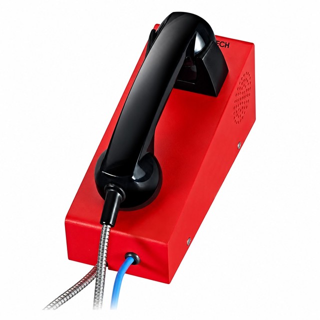 KNZD-28 Industrial Desktop PoE VoIP Telephone Red Rugged Handset Two-Way Voice Hotline 18-Month Warranty SIP Telephone