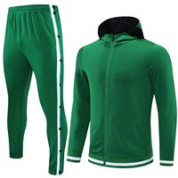 Setelan Training Sepak Bola Hoodie Grosir, Jaket Full Zip, Celana Lepas Pasang, Warna Solid, Hangat, Bernapas, Pakaian Olahraga dengan Kantong