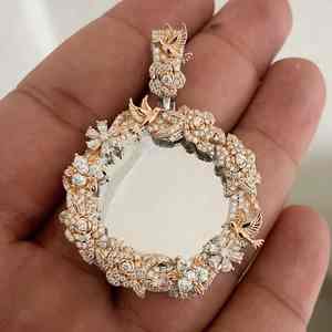 Pendentif Mémoire Photo en Argent 925 Rhodié avec Moissanite Tailles Multiples Style Hip Hop Bijoux Fins pour Hommes Breloques de Mariage - Product Image 2