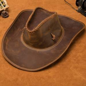 New Custom Western <b>Cowboy</b> Men Outdoor Leather <b>Cowboy</b> <b>Hats</b> <b>Cowboy</b> <b>Hats</b> in Genuine Leather Fashion <b>Hats</b> in wholesale - Product Image 3
