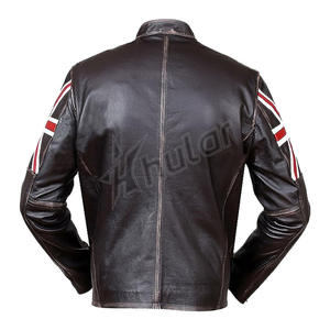 2025 veste en cuir véritable pour hommes de style américain manteau d'hiver à la mode avec traitement bronzé - Product Image 2