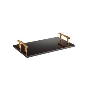 Large size tea and coffee <b>serving</b> <b>tray</b> best quality <b>black</b> marble with silverware handle for hotel decor table ware <b>serving</b> <b>tray</b> - Product Image 5