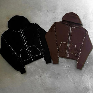 Sudadera con capucha bordada personalizada ropa de calle Sudadera con capucha en blanco vintage de gran tamaño lavado ácido sol desteñido desgastado sudadera con cremallera completa 2025 - Product Image 1