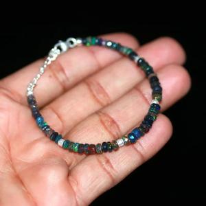 Flashy Black Ethiopian Beaded 925 <b>Sterling</b> <b>Silver</b> <b>Cuff</b> <b>Bracelet</b> Handmade Gemstone Gift Men's <b>Silver</b> Plated Personalized Touch - Product Image 2