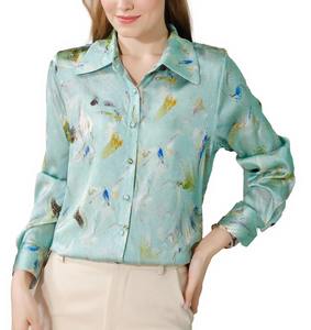 Premium 100% algodón Mujer camisa personalizar mangas completas elegantes Camisas de mujer 3D sublimación al por mayor cuello camisas - Product Image 1