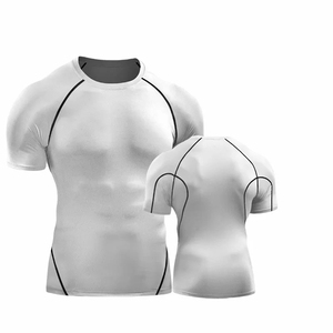 Chemise de compression de fitness à séchage rapide pour homme Saleh Enterprises, manches courtes, extensible, polyester et élasthanne, ajustée, vêtements de sport - Product Image 3