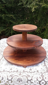 Hot Selling Walnut-Finished Wooden Cup <b>Cake</b> Stand Hotel Tableware Decoration Accessory for Wedding Parties <b>Cake</b> <b>Server</b> Tray - Product Image 4