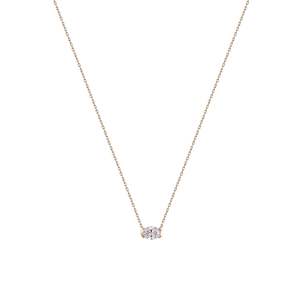 Collar Radiance con Diamante Ovalado de 1.01 Ct, Corte Blushing, Color D, Claridad VVS2, Diamante Cultivado en Laboratorio, en Oro Rosa de 18K, para Regalo de Aniversario de Bodas - Product Image 1