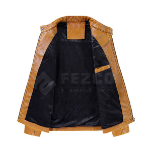 OEM Service Custom Logo Men Leather <b>Jacket</b> with Stand Collar and Front Logo <b>Waterproof</b> <b>Winter</b> <b>Jacket</b>-Best Price - Product Image 4