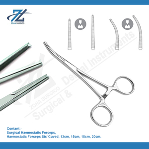 Kocher Hemostat Forceps 18cm Curved Steel Straight Dental Surgical Instruments Set Straight and Curved Kocher Hemostat Forceps - Product Image 2
