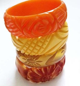 Rose Design Vintage Inspirado Tallado Resina Brazalete Pulsera Atractivo Venta al por mayor Moda Diseño personalizado - Product Image 5