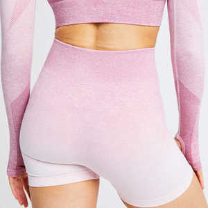 Pantalones cortos de entrenamiento sin costuras para mujer al por mayor, pantalones cortos de Yoga de cintura alta de estilo atlético con bolsillos - Product Image 6